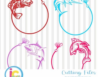 Fish svg, Fishing, Monogram Frames, Fathers day Hunting and fishing design bundle, SVG, cricut, silhouette,father, dad, hunting, sports