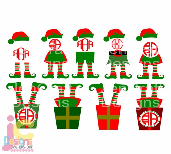 Download Free Christmas Svg Elf Legs Svg Monogram Frame Design Digital Etsy SVG DXF Cut File