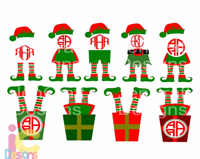 Christmas svg Elf Legs SVG Monogram Frame Design Digital Clipart Cut File Png SVG Eps Dxf Instant Download Silhouette Cameo Cricut