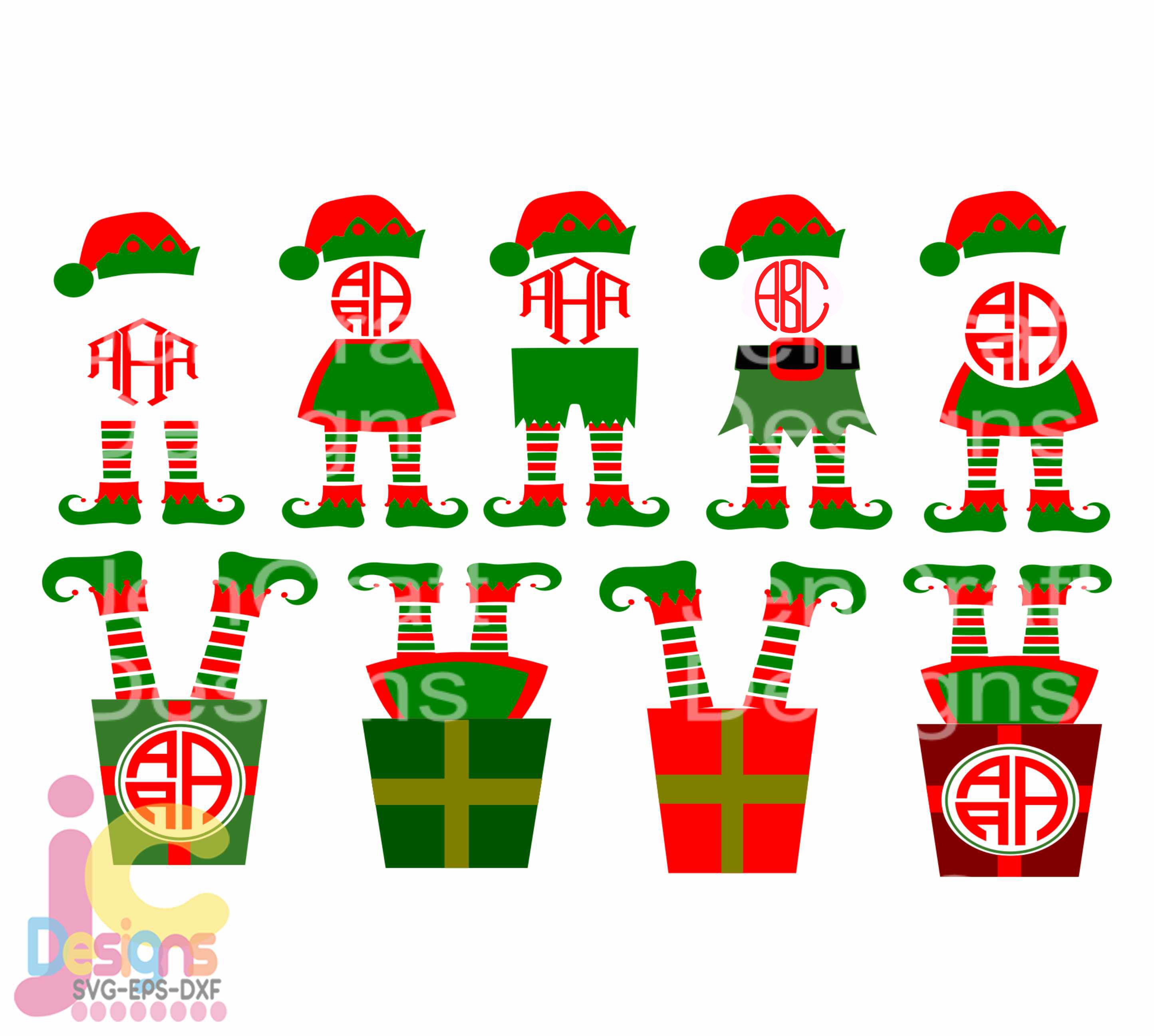 Christmas Svg Elf Legs Svg Monogram Frame Design Digital Clipart Cut File Png Svg Eps Dxf Instant Download Silhouette Cameo Cricut