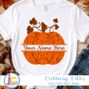 Floral Kürbis Split-Monogramm SVG, Zentangle Thanksgiving Rahmen (Digitaler Download)