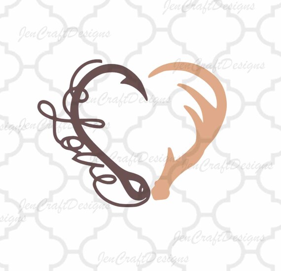 Interlocking Hook and Antler svg Heart Love Cutting File ...