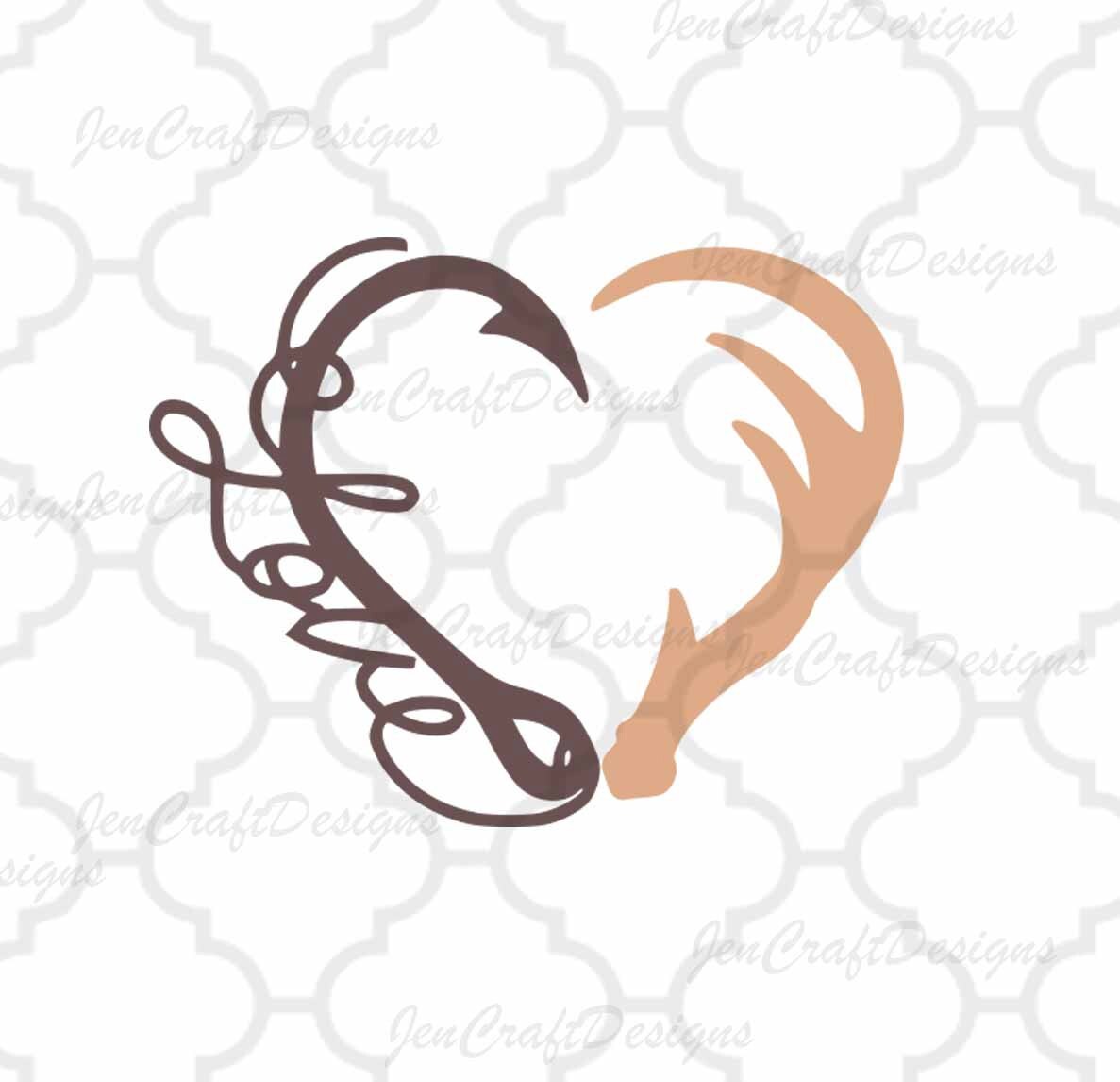 Download Interlocking Hook and Antler svg Heart Love Cutting File ...