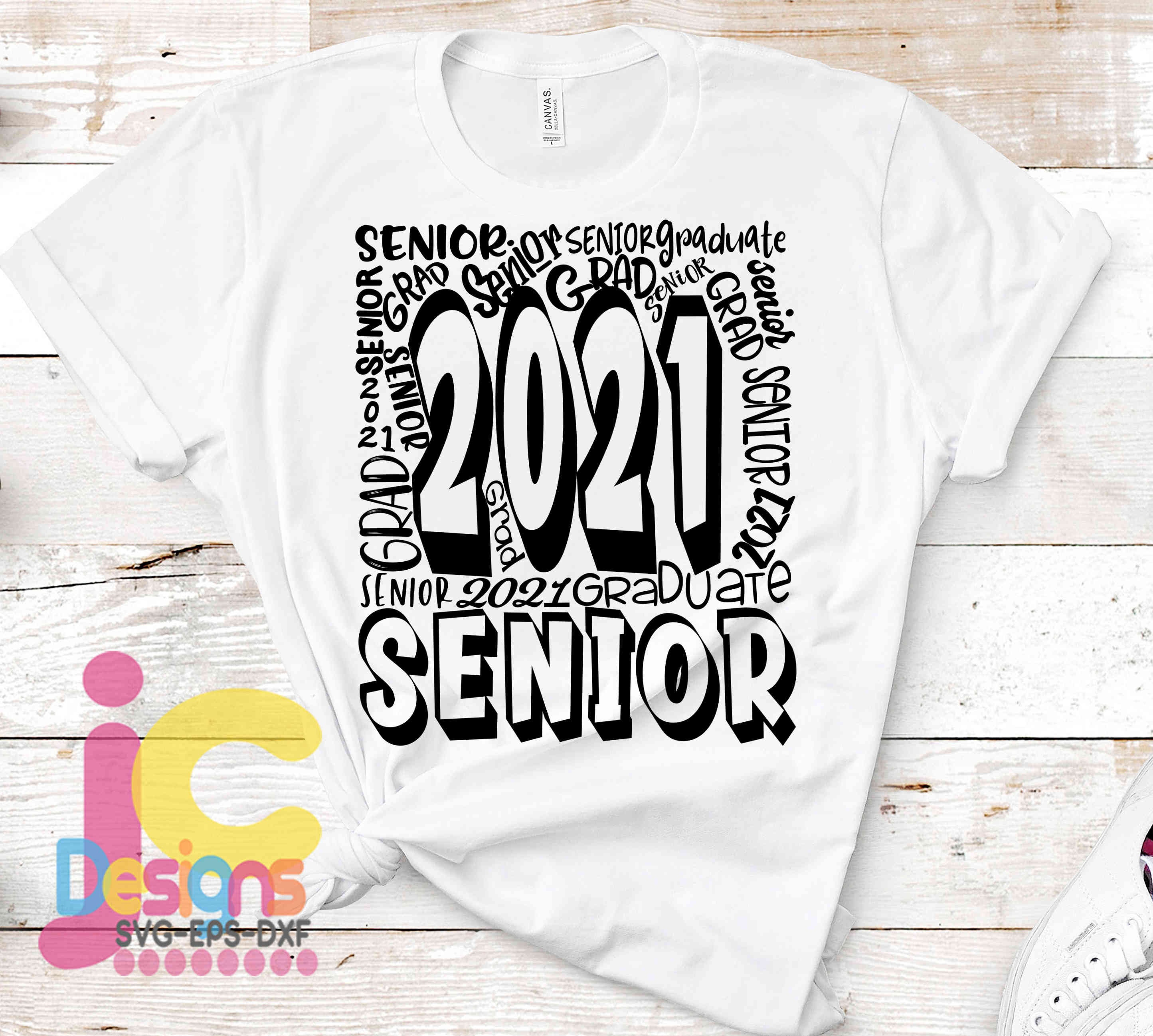 Senior Class of 2021, Typography Graduation SVG, Senior High Grad word