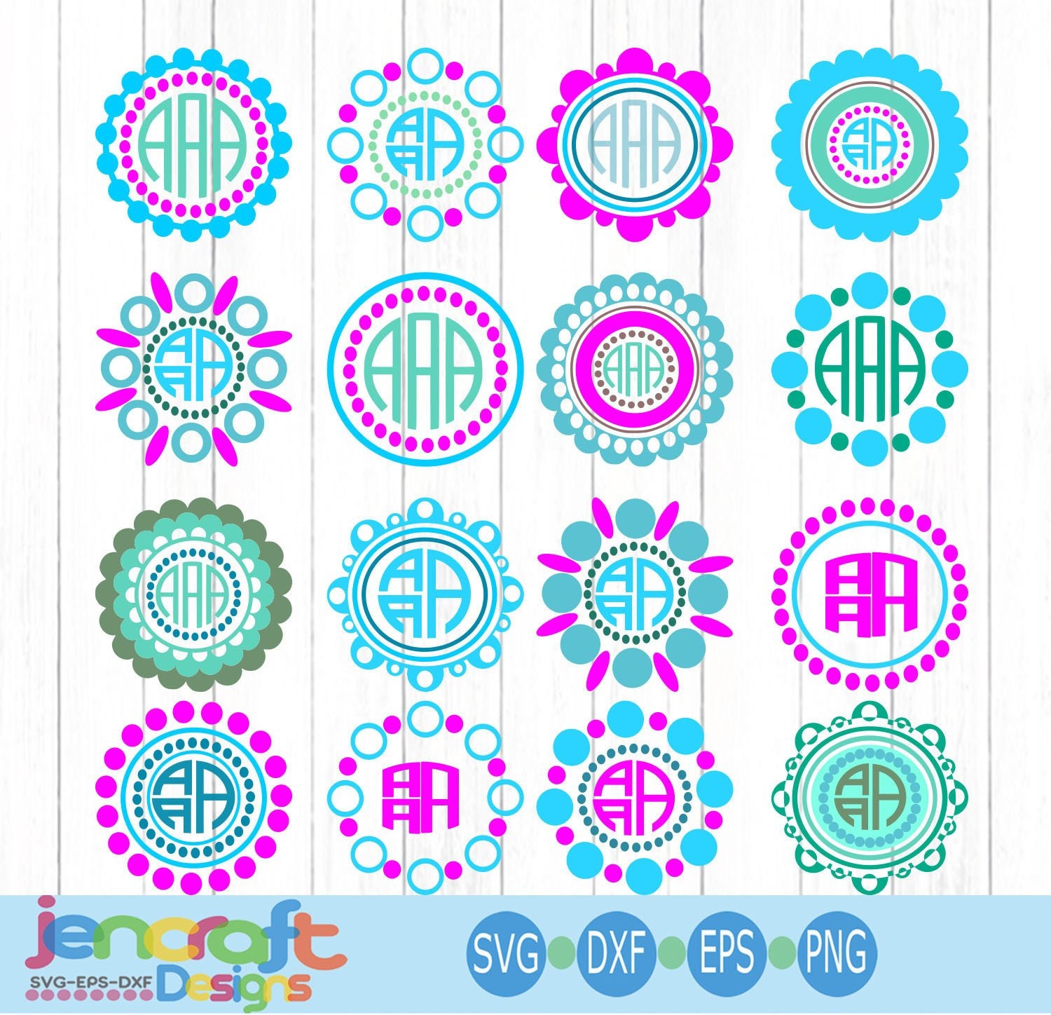 Download Dotted Circle Scallop svg Monogram Frames svg, Round ...