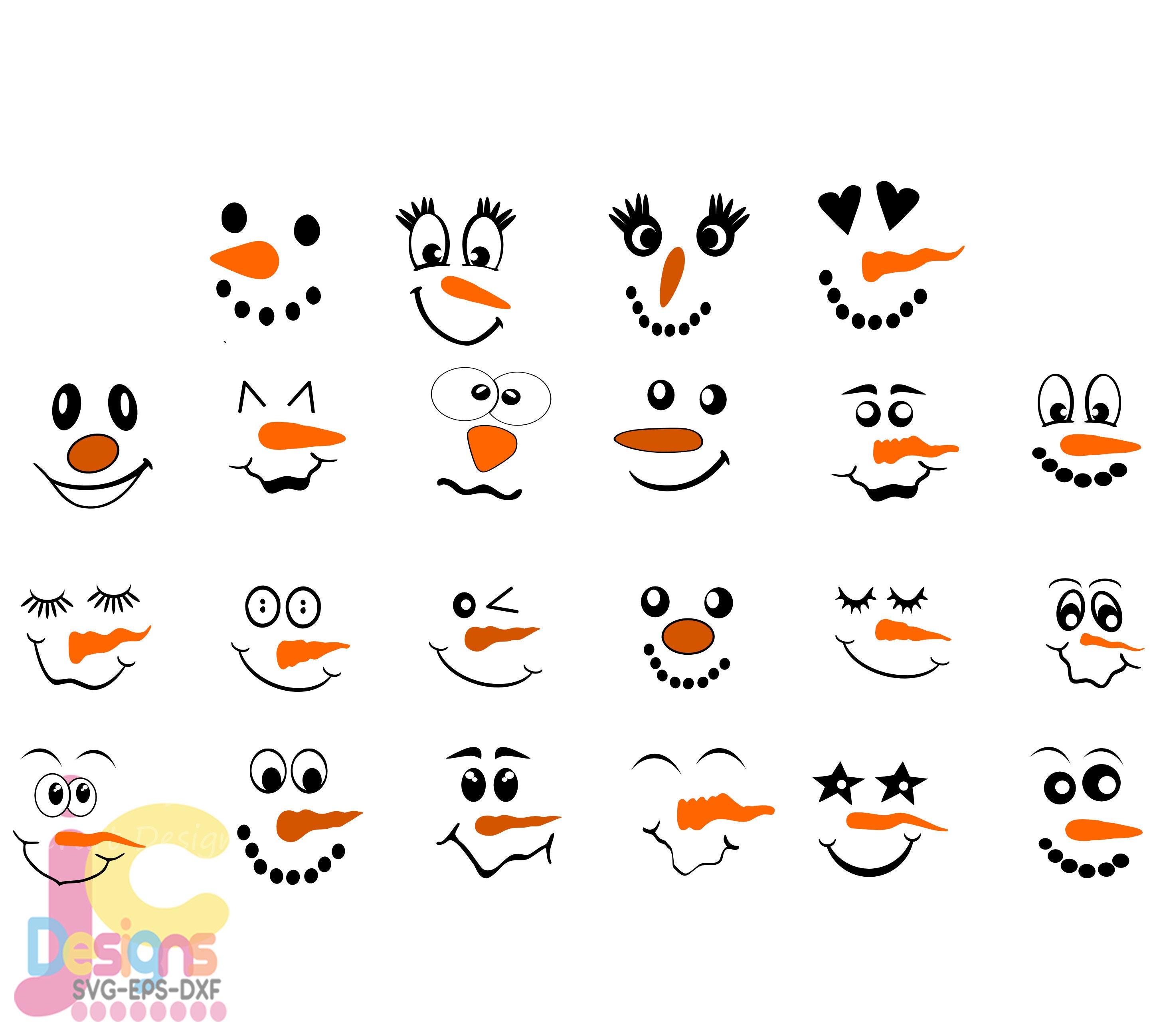 Snowman Svg Cute Snowman Face Svg Lady Man Face Boy Girl Christmas Snow Man Digital Cut File Dxf Eps Png Instant Download