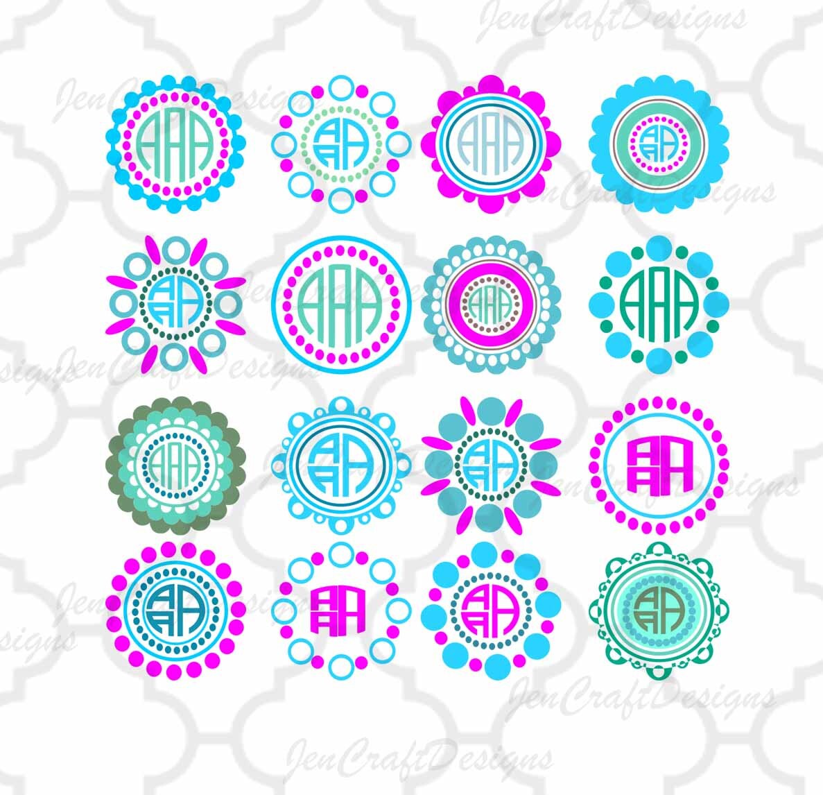 Download Dot Scallop Monogram Frames svg, Round Scalloped Monogram ...