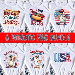 4th of July Png Bundle, Red White and Goose, Bad Day To Be A Hotdog, Patriotic Preppy American Png, USA Flag png, Fourth of July png