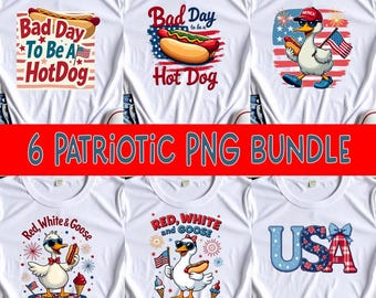 4th of July Png Bundle, Red White and Goose, Bad Day To Be A Hotdog, Patriotic Preppy American Png, USA Flag png, Fourth of July png