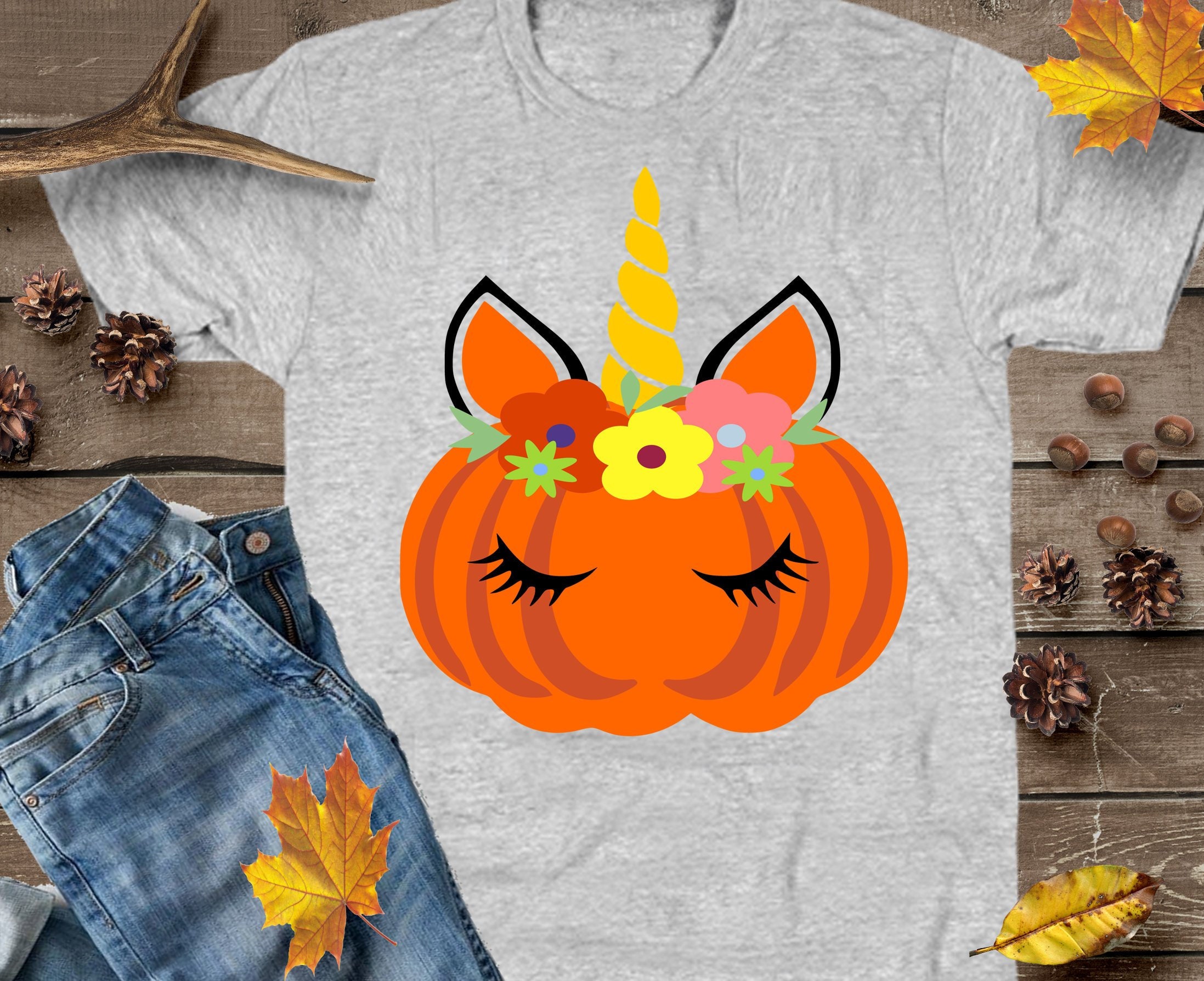 Download Pumpkin Unicorn SVG, Pumpkin Flowers Eyelashes, Pumpkin ...