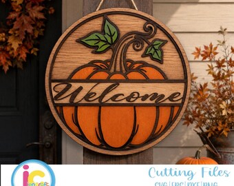 Fall Pumpkin Welcome Sign SVG: Glowforge Laser Cut File