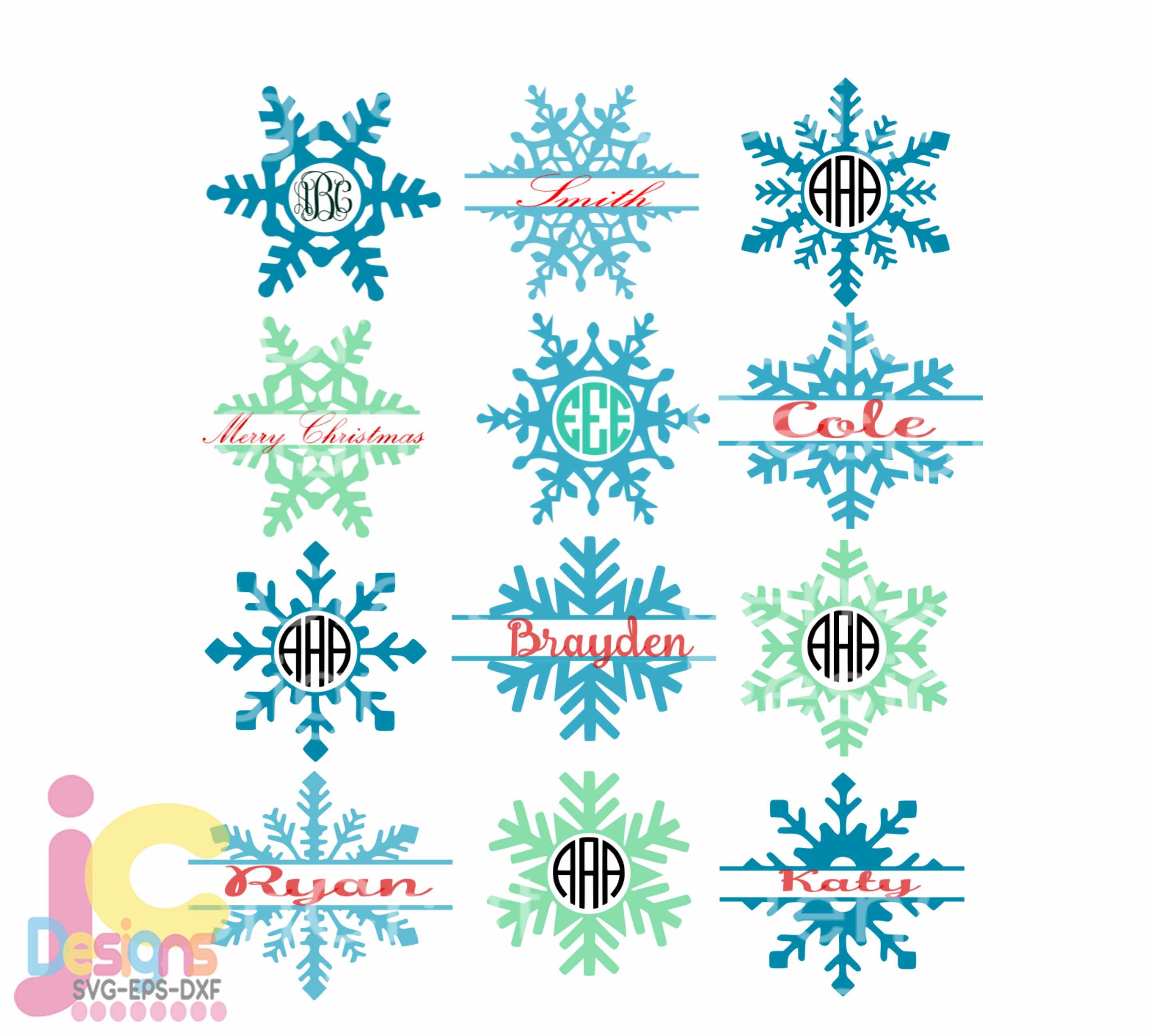 Download Snowflake SVG snow Flake Monogram Frames Christmas Svg Eps ...