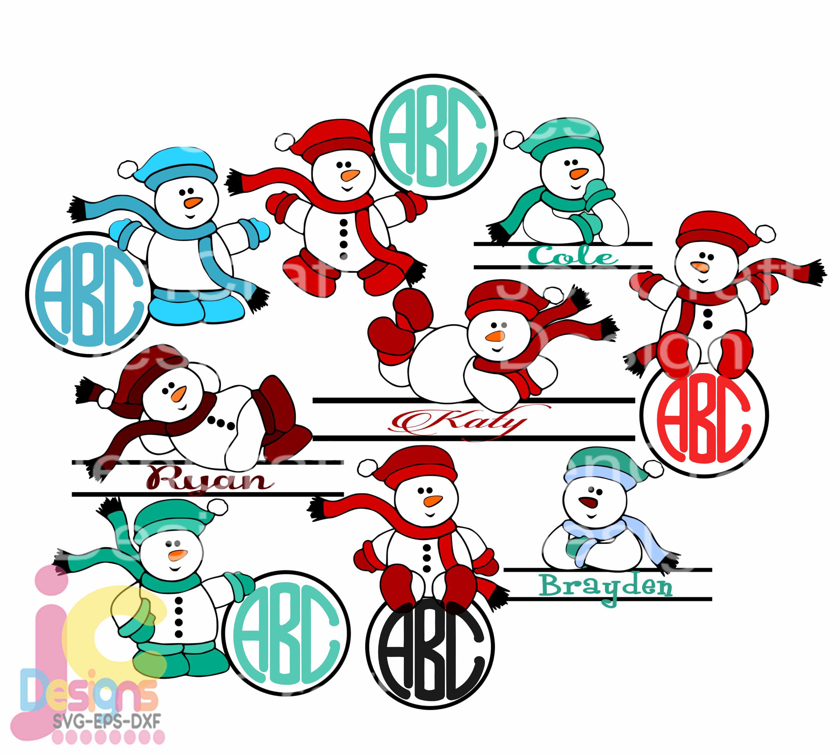 Download Christmas svg, Snowman Monogram Frames SVG, Split Frame ...