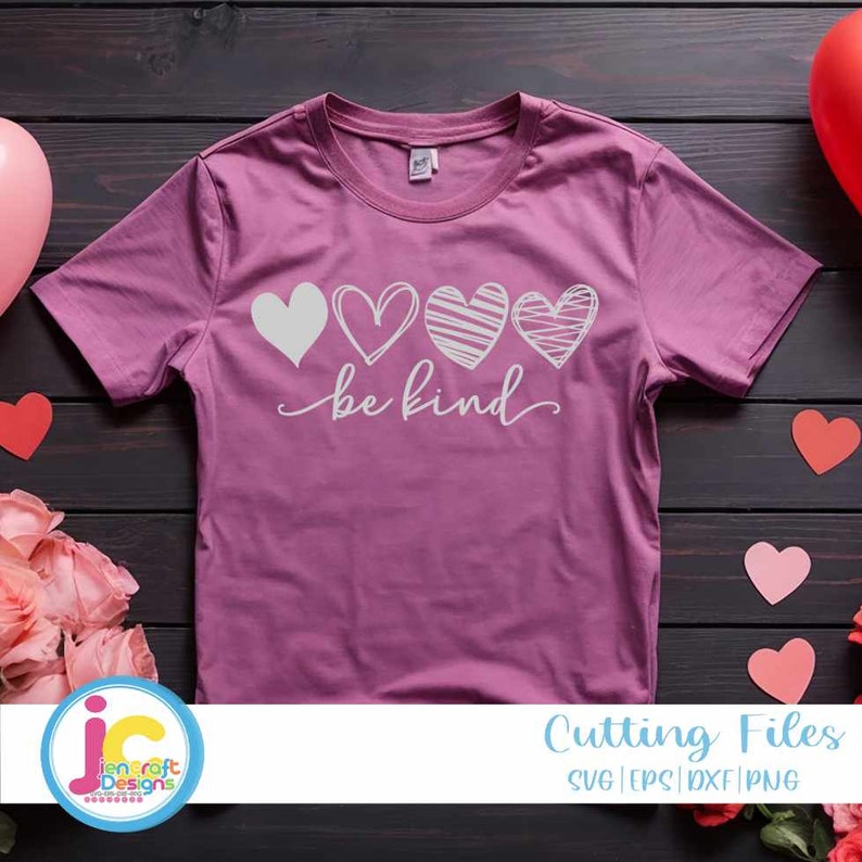 Be Kind Valentine Heart SVG: Love Cutting-bestanden (digitale download) afbeelding 2
