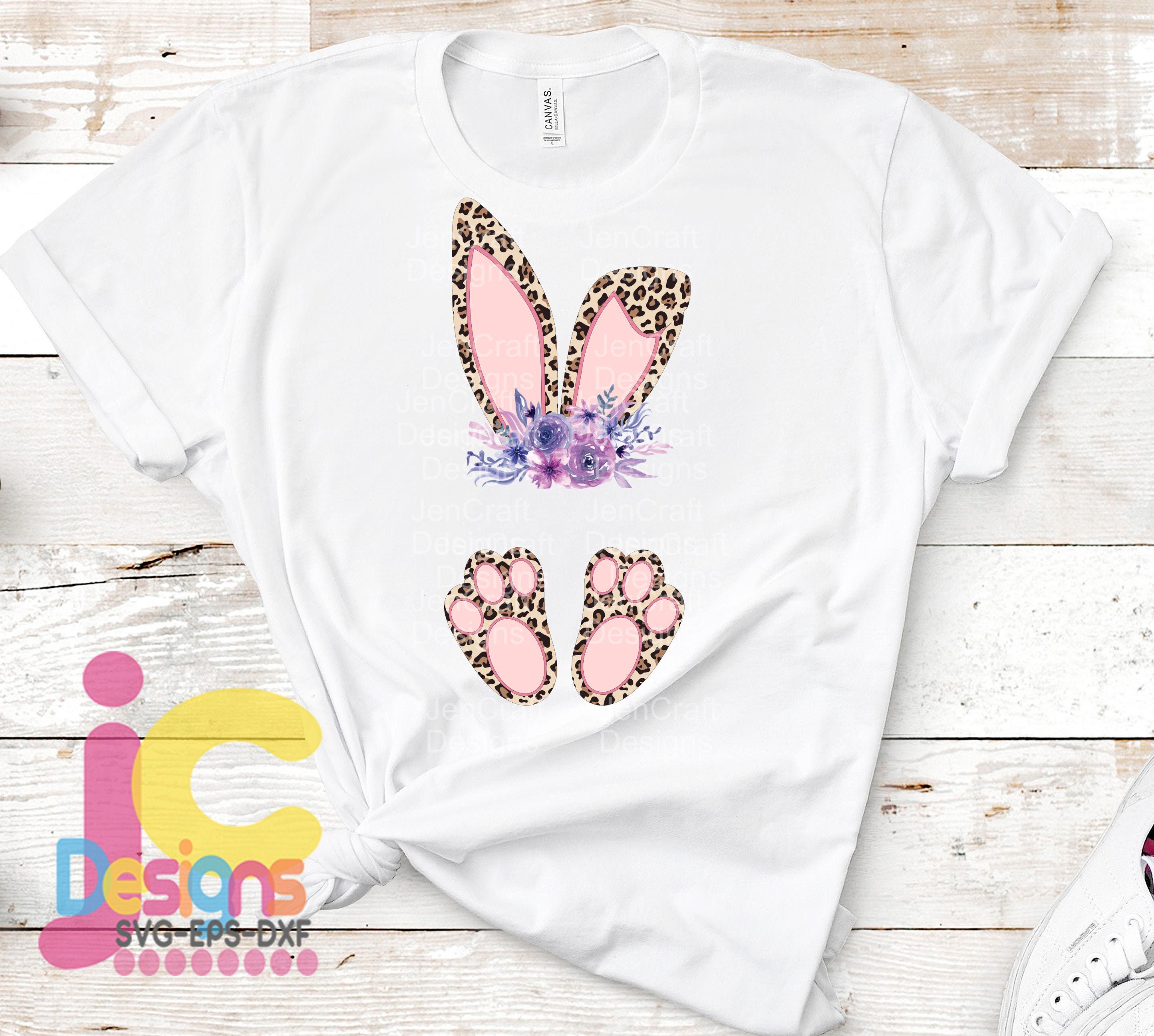 Cheetah Bunny Png Easter Leopard Print Monogram Frame Ears And Feet Flower Rabbit Sublimation Digital Design Clipart Printable Printing
