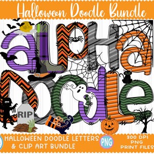 Halloween Alpha Doodle png, Halloween Alphabet Letters Clipart, Doodle Alpha Font png Sublimation, DTF, POD digital designs