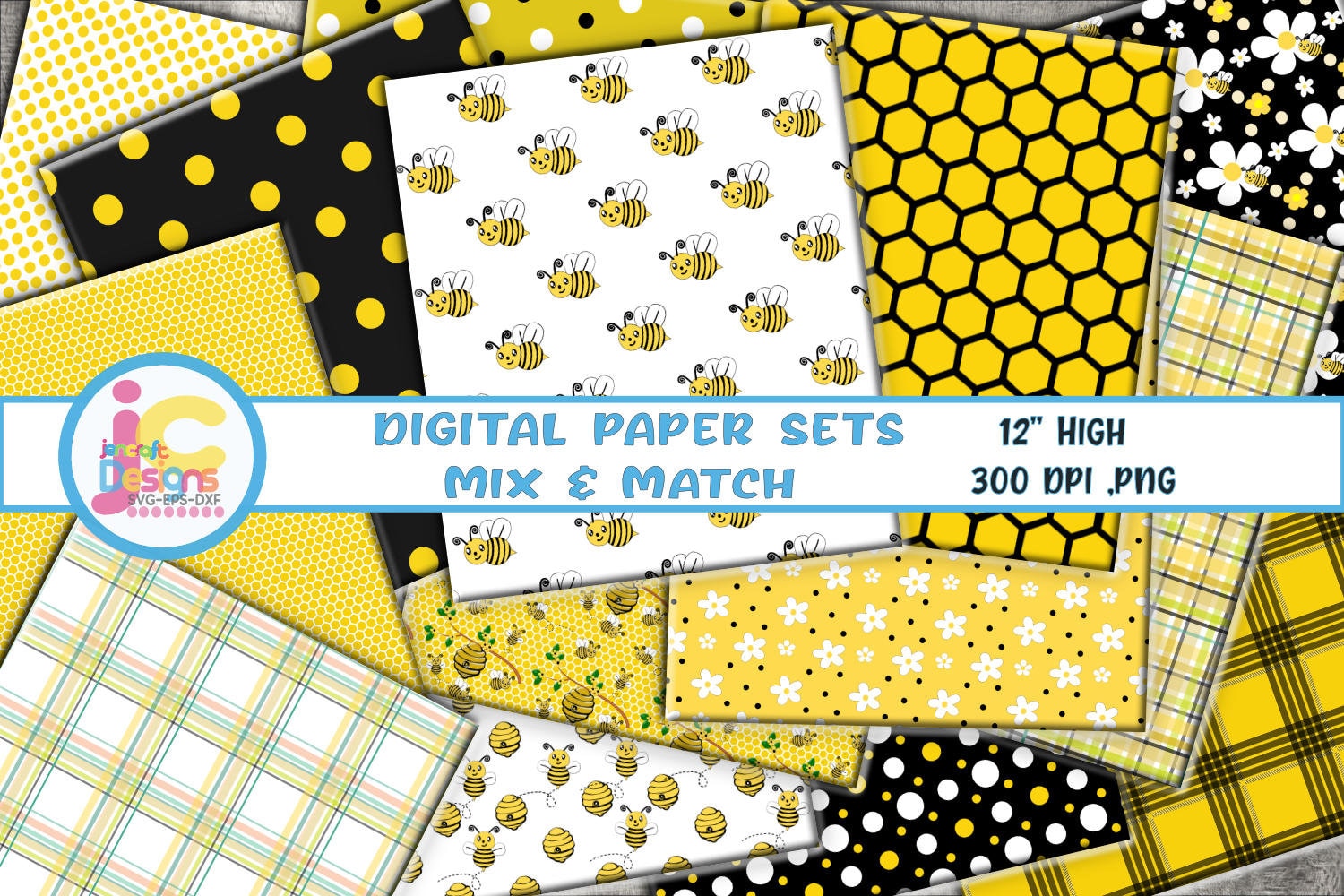 Free digital bee scrapbooking paper and printable – Geschenkpapier – freebie