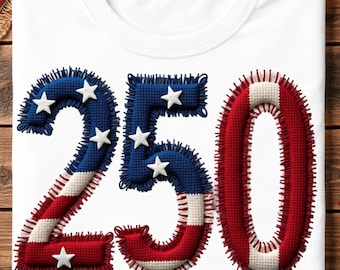 1776 Png, USA 250 PNG, Patriotic Flag Png, Faux Embroidery semiquincentennial Sublimation Design