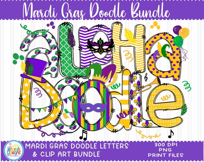 Mardi Gras Sublimation Doodle Letters png Hand Drawn alpha pack Alphabet A - Z Set Sublimate Design Printable png Font Pink White Font