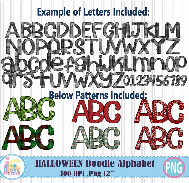 Christmas Doodle Letters Clipart Bundle: Hand-drawn PNG Alpha Pack - Etsy