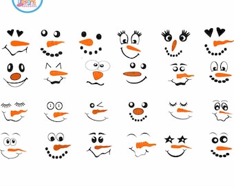 Snowman svg, Cute Snowman face SVG lady & man face boy Girl, Christmas Snow Man Digital cut file Dxf, Eps, Png Instant Download
