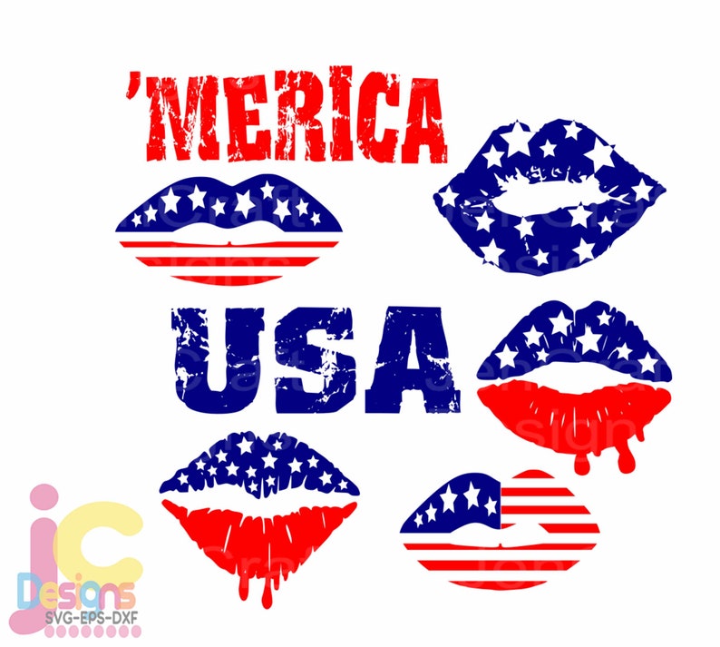 Download Patriotic Lips Svg American Flag Lips 4th of July US Flag ...
