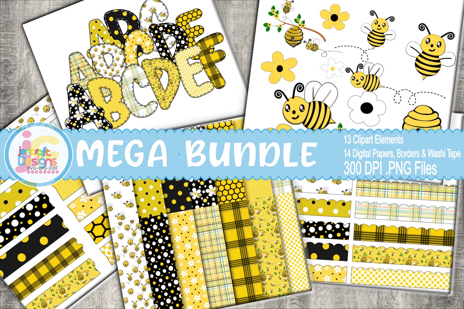 Bee Washi,Spring Washi,washi Tape Cute Graphic by Noomam Happy digital Art  · Creative Fabrica