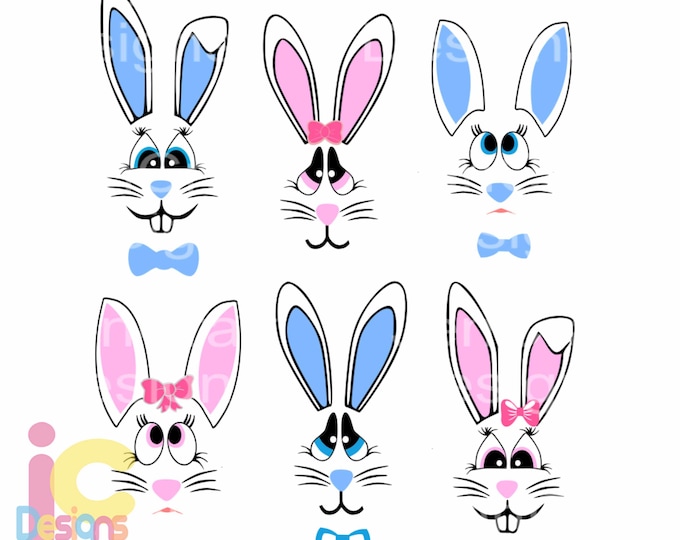 Bunny Face Svg Easter SVG lady & man face SVG Rabbit Svg File digital cut file Easter Basket svg, Dxf, Eps Png Instant Download
