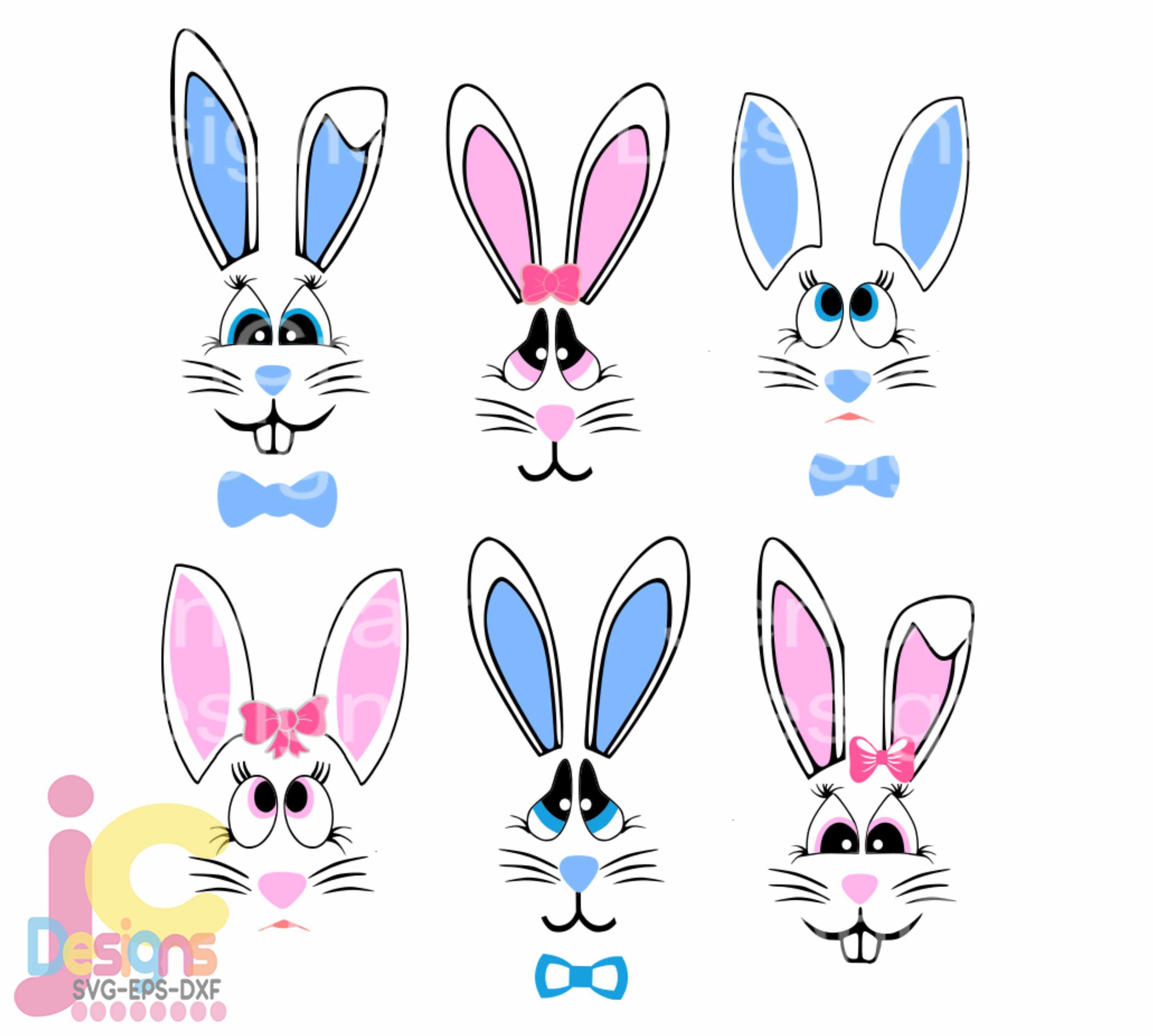 Bunny Face Svg Easter SVG lady & man face SVG Rabbit Svg ...