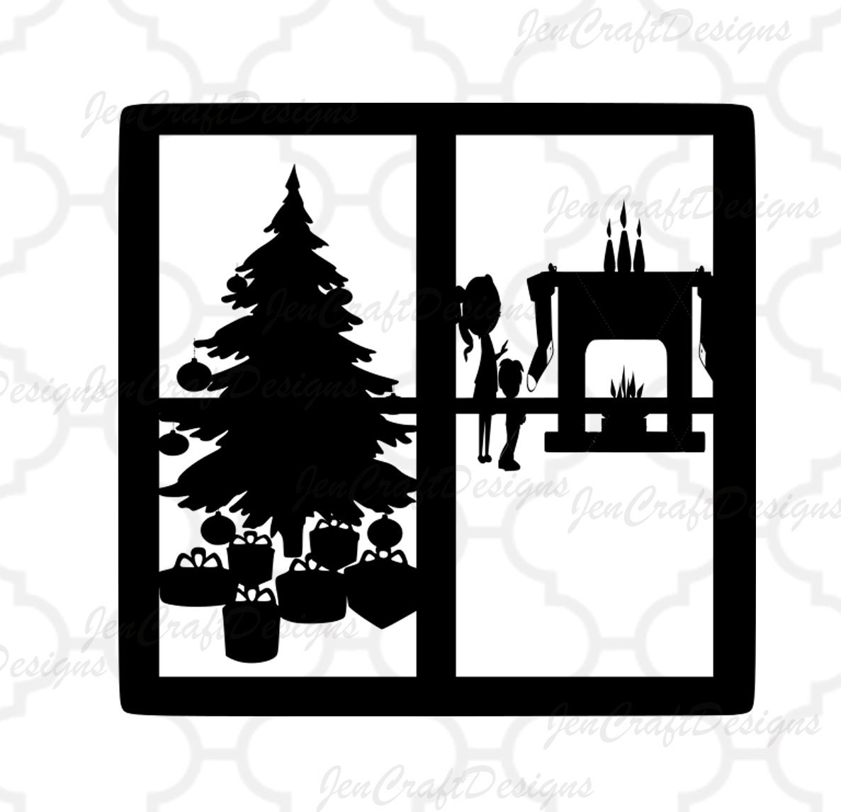 Download Christmas Svg File Children Scene Cutting File Glass Block ...