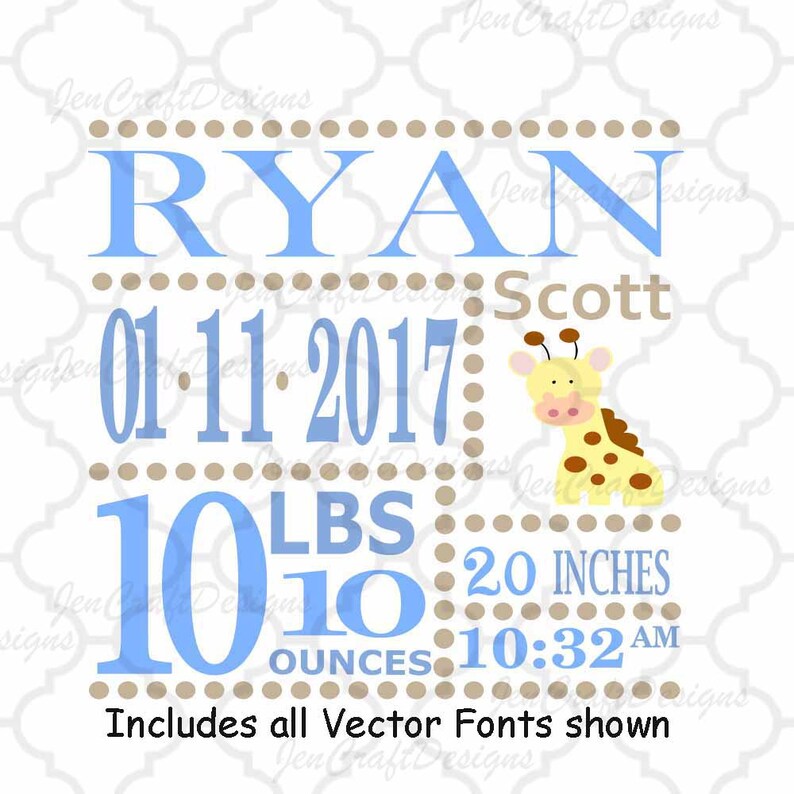 Download Boy Baby Birth Announcement SVG EPS DXf cut file set with | Etsy