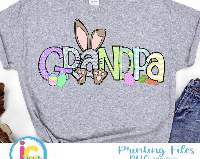 Easter Grandpa Bunny png Retro Easter Vibes, Grandfather Family Easter matching shirts Png Transfer Sublimation Digital Designs