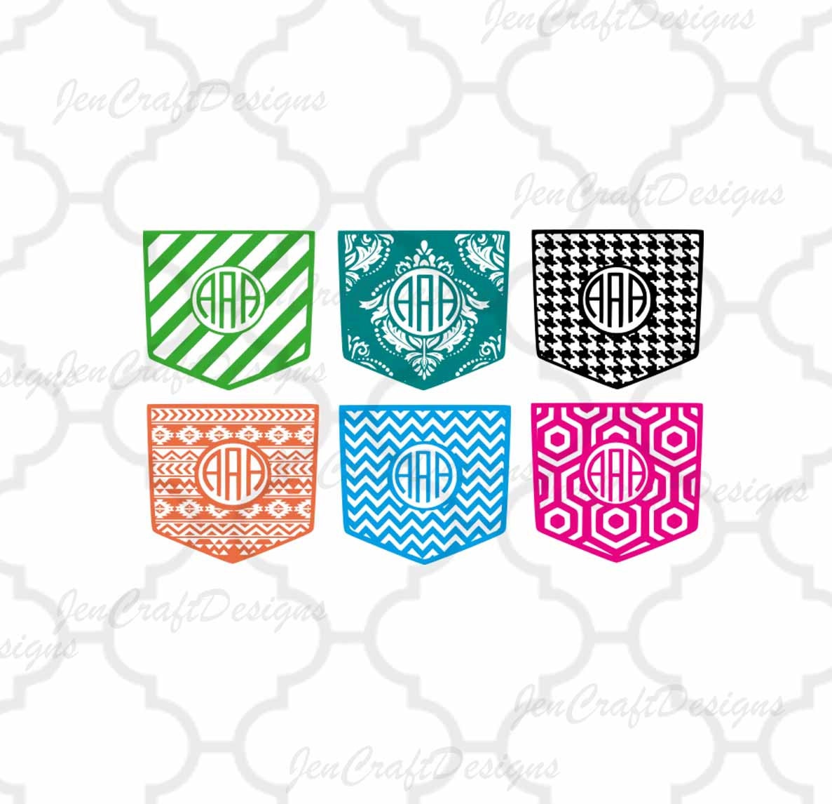 Download Shirt Pocket Monogram Frames SVG, Patterned monogram cutting file, SVG Eps Png Dxf, Cricut ...