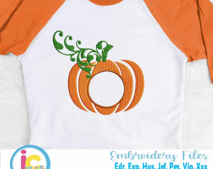 Pumpkin Embroidery Monogram Frame Thanksgiving, Fall INSTANT DOWNLOAD digital file in Exp, Hus, Jef, Pes, Vip and Xxx