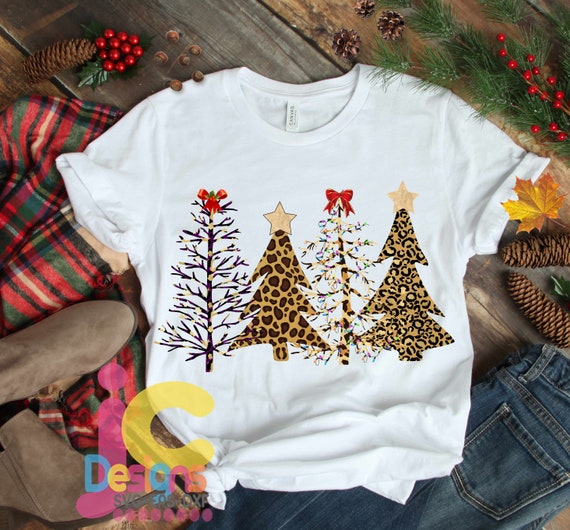Cheetah Christmas Tree Leopard print Sublimation Design, Wild Christmas PNG Clipart graphic digital Instant download 300 dpi transparent png