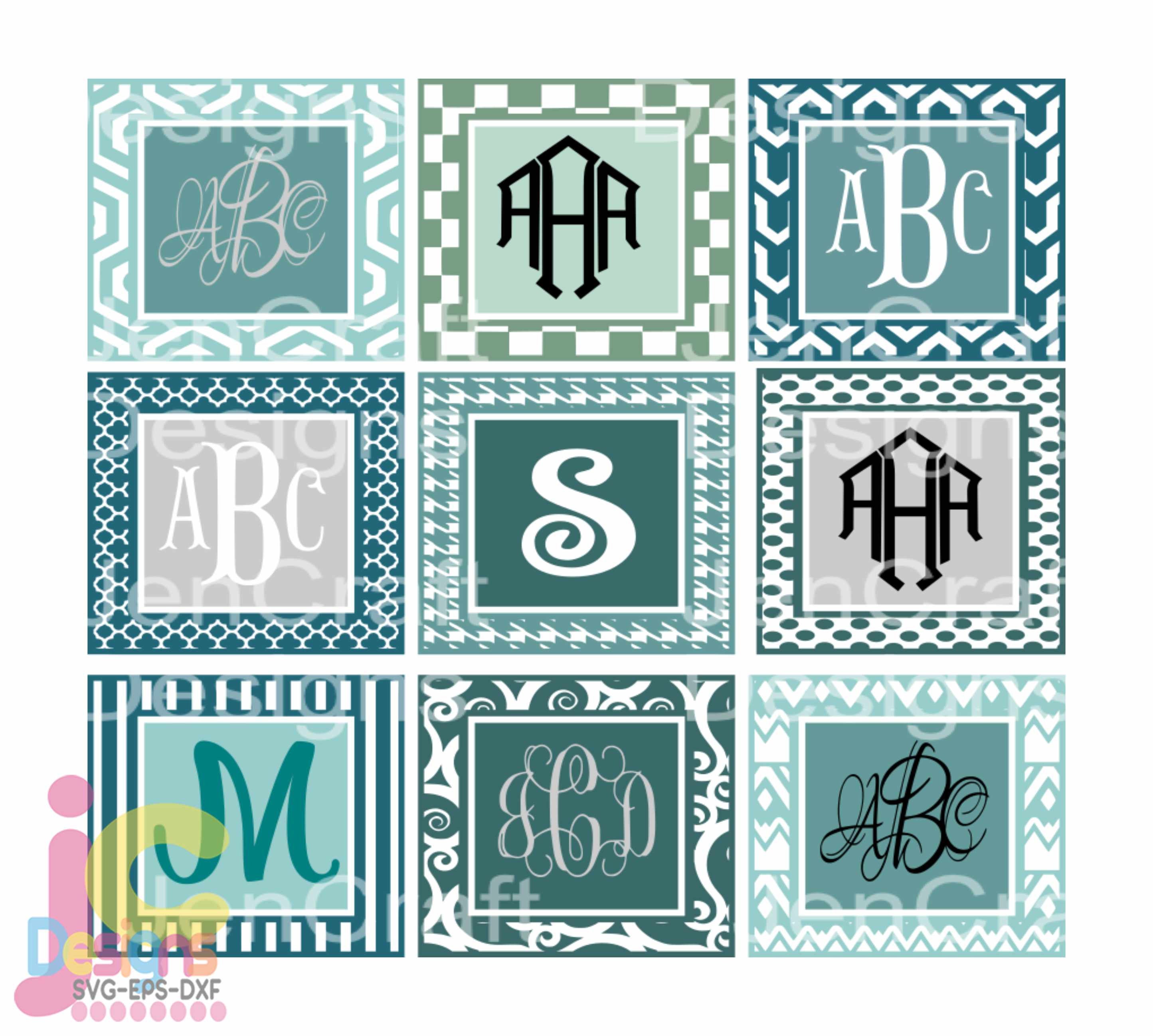 Download Monogram Frame Svg Bundle Square Pattern Svg Eps Png Dxf Etsy