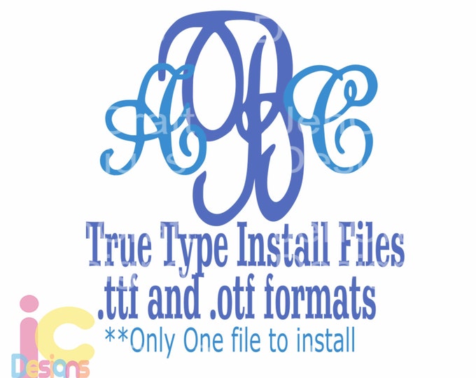 Fancy Interlocking Curly Monogram Font in True Type format .TTF & .OTF Installable Font for Cricut, Design Space, Microsoft Word and more