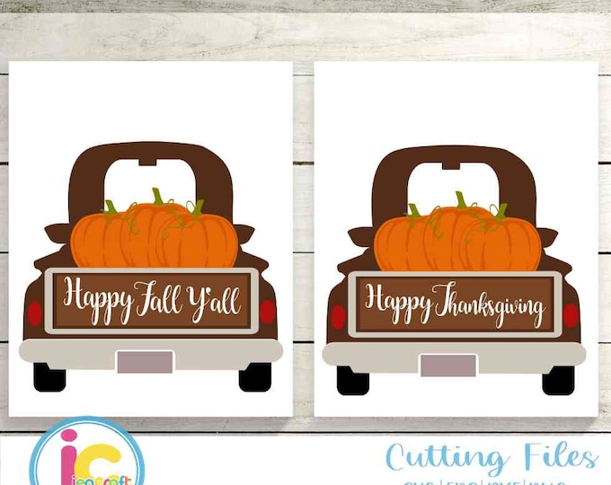 Thanksgiving svg, Fall Pumpkin Antique Truck SVG Pumpkin svg Vintage classic truck svg, DXF, pdf, eps, png Silhouette, Cricut Cut Files