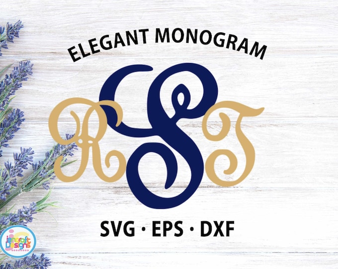 Elegant Interlocking Monogram alphabet font, SVG,DXF EPS Vector files & Cutting files. Silhouette cameo and Cricut Instant Download
