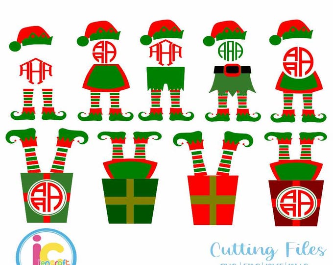 Christmas svg Elf Legs SVG Monogram Frame Design Digital Clipart Cut File Png SVG Eps Dxf Instant Download Silhouette Cameo Cricut