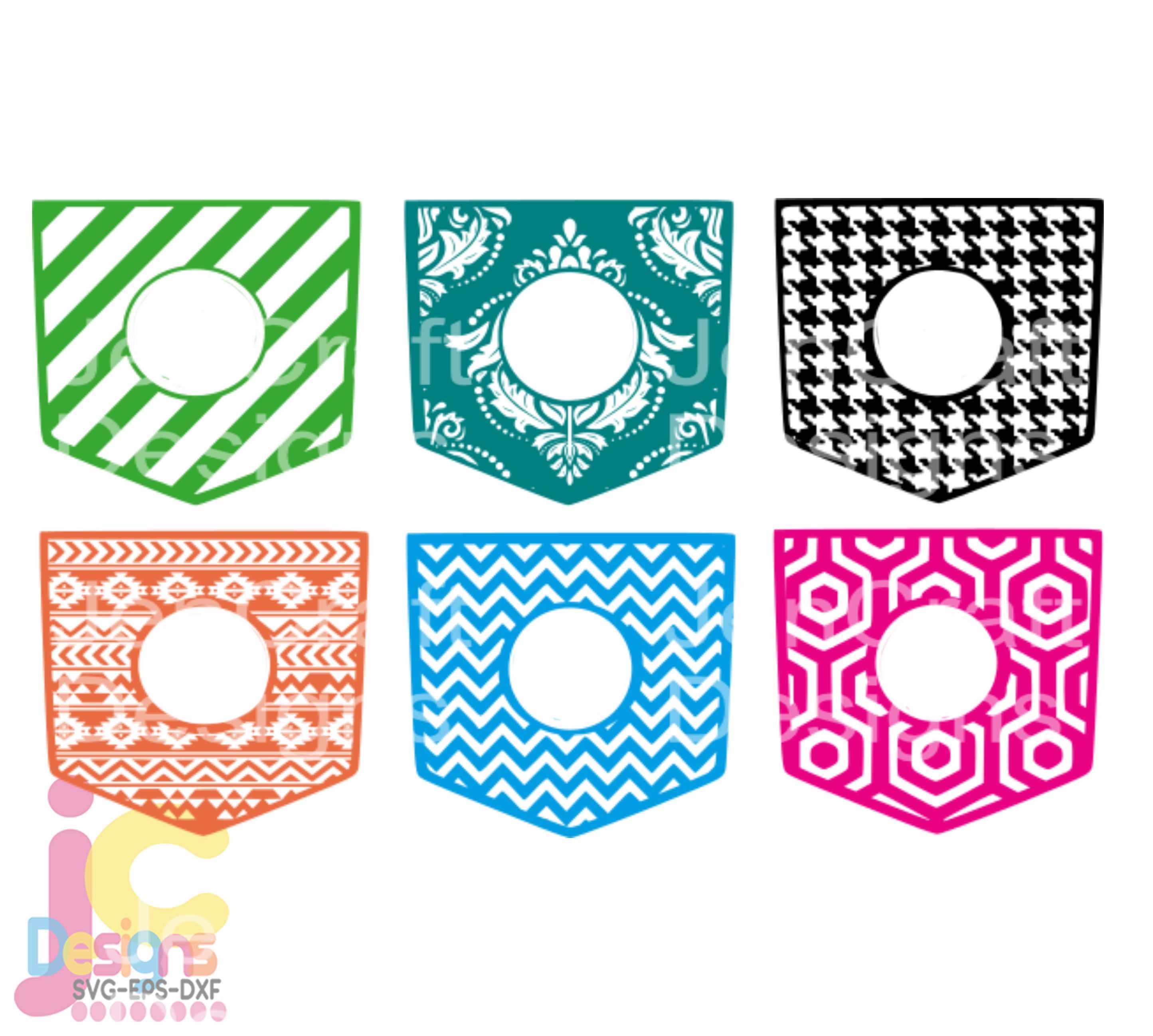 Download Shirt Pocket Monogram Frames SVG, Patterned monogram cutting file, SVG Eps Png Dxf, Cricut ...