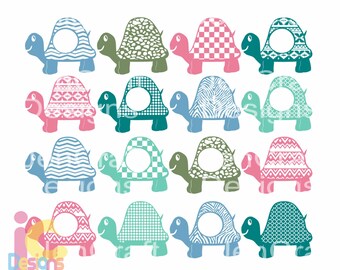 Turtle SVG Monogram Frame,cute  Kids Summer Beach Svg Cut Files, SVG, dxf, ai, eps, png Monogram SVG Cricut, Silhouette Digital Cut Files,