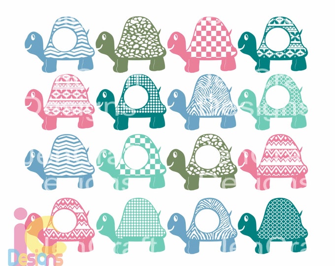 Turtle SVG Monogram Frame,cute  Kids Summer Beach Svg Cut Files, SVG, dxf, ai, eps, png Monogram SVG Cricut, Silhouette Digital Cut Files,
