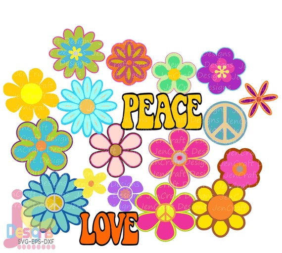 Retro Groovy Flower Svg, Hippie Retro Flowers 60s-70s Png Peace Love Flower  Child Power Svg, Eps Eps, Dxf Sublimation Png Clipart 