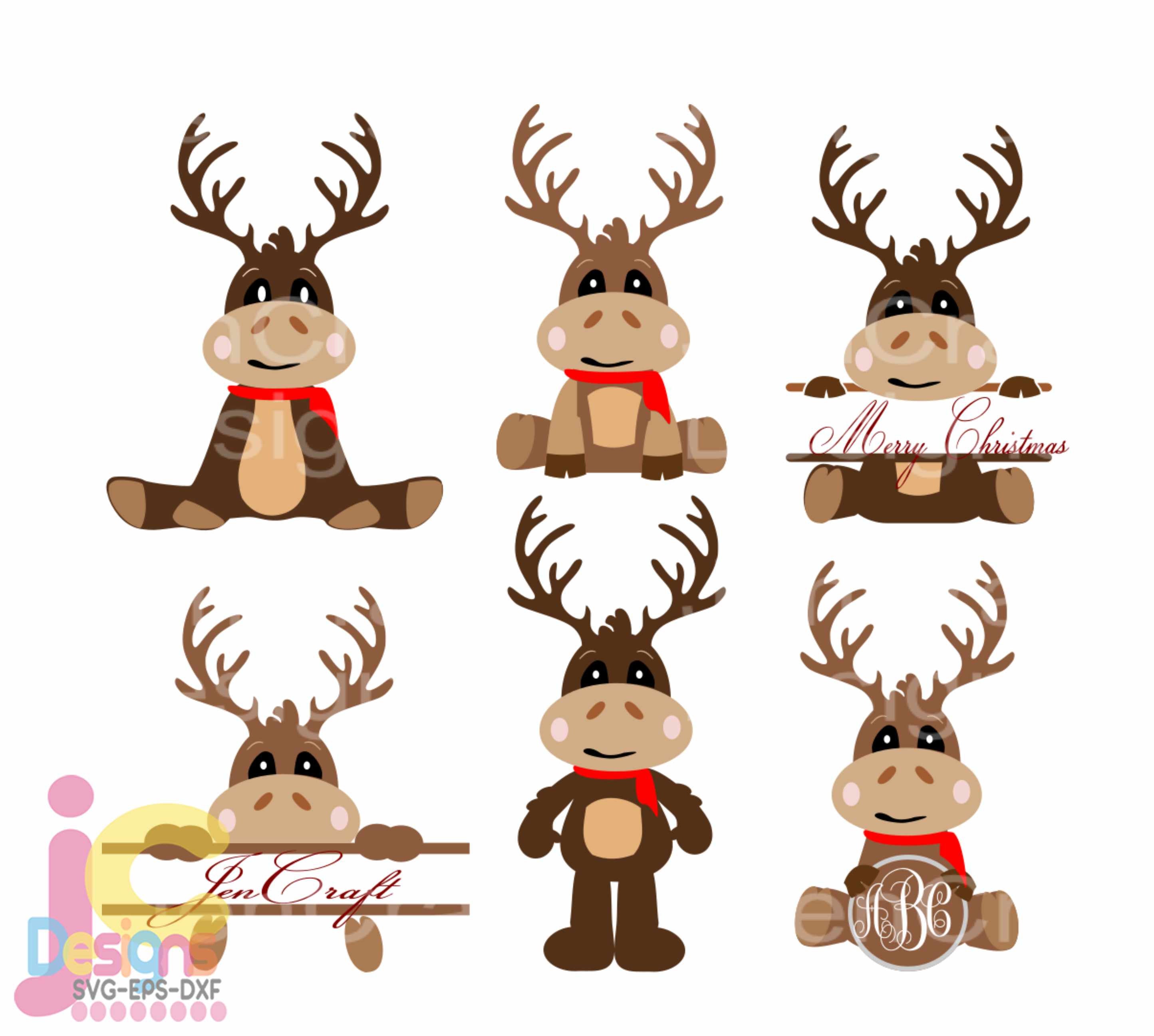 Download Christmas Svg Reindeer Monogram Set Peeping Peeking Svg Eps Etsy