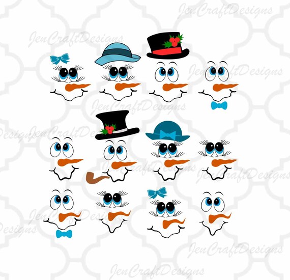 Snowman face SVG Snowmen SVG lady & man face Christmas Snow