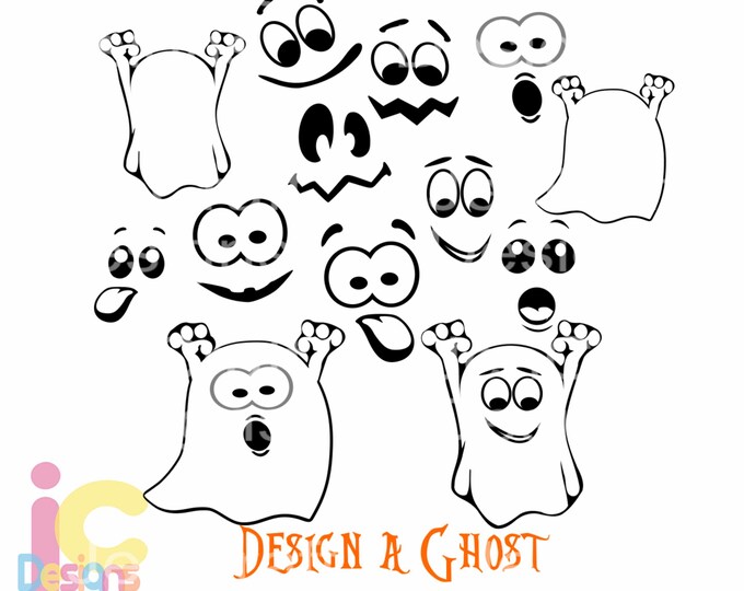 DIY Halloween svg Ghost Monogram Frame Digital Clipart and Cut File Png SVG EPS Dxf Instant Download