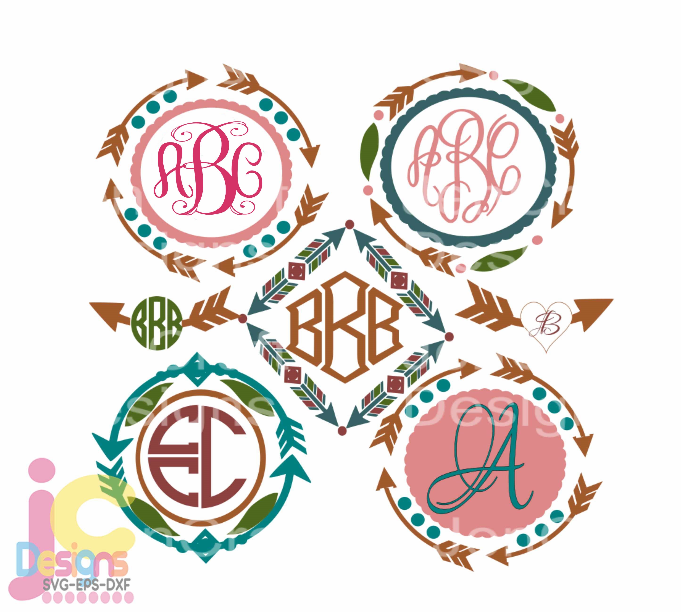 Download Arrow Frame Svg Boho Monogram Frames Svg Cut File Svg Eps Png Dxf Cuttable Cricut Design Space Silhouette Studio Digital Cut Files