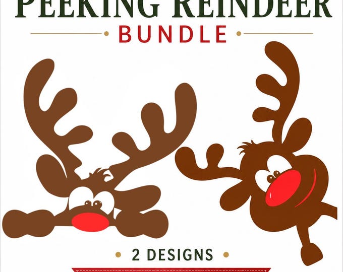 Christmas Reindeer Peeking SVG Bundle: Cricut, Silhouette (Digital Download)