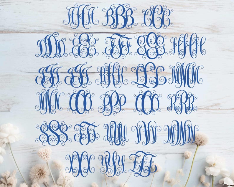 Vine Monogram SVG - Interlocking Letters Cutting File (A-Z) - Etsy